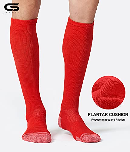 CS CELERSPORT Youth and Adult Baseball Socks 2 Pack, Over Calf Tube, Medium Red