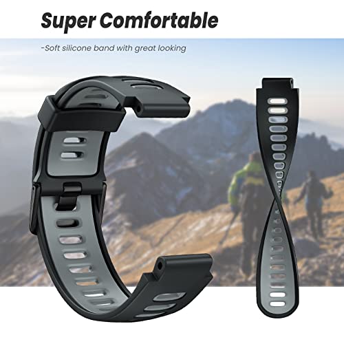 NotoCity Black-Grey Silicone Sport Watch Band Compatible with Forerunner 220/230/235/620/630/735XT & Approach S20/S5/S6