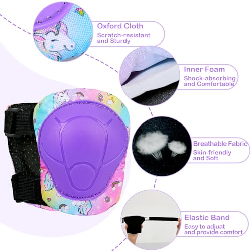 Kids Knee Pads and Elbow Pads Set - Rainbow Unicorn - Small