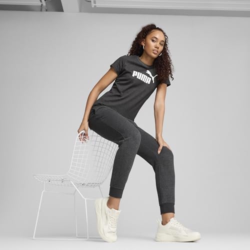 PUMA Women's Essentials Logo Heather Crew Neck Casual T-Shirt - Purple, X-Large / Bridal Rose SS25