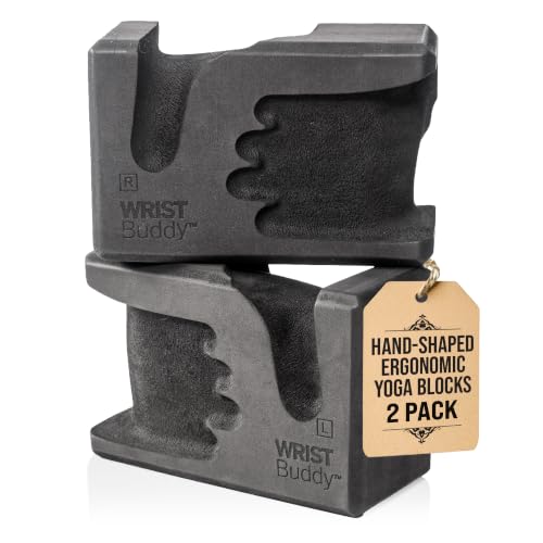 Yoga Blocks 2 Pack - High Density Non-Slip Hand-Shaped Design - Black