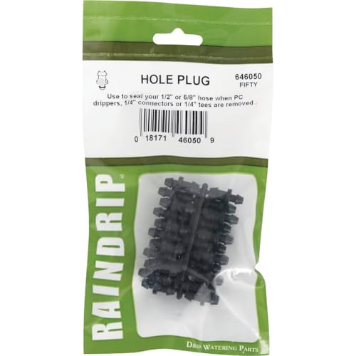 Goof Plugs for Drip Irrigation Tubing - 50-Pack, Black