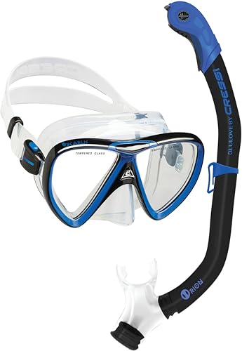 CRESSI Adult Snorkeling Set Black/Blue - Mask & Semi-Dry Snorkel, Comfortable Silicone