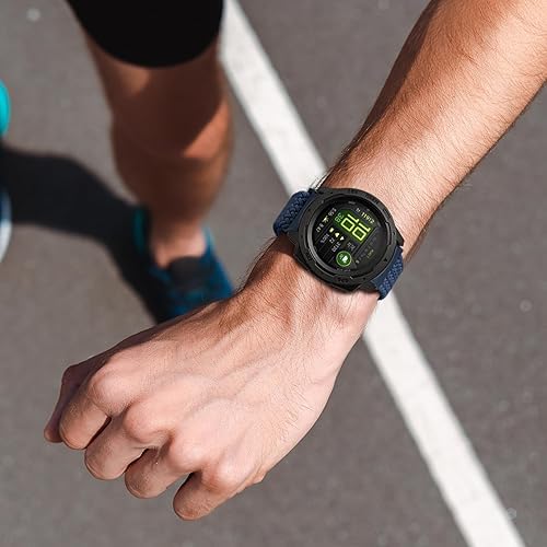 Nylon Elastic Woven Watch Band for Garmin Instinct 3 - Dark Blue