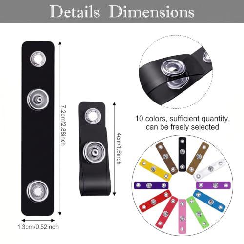ID Badge Holder Straps - 50 Pcs Multicolor Vinyl Badge Clips