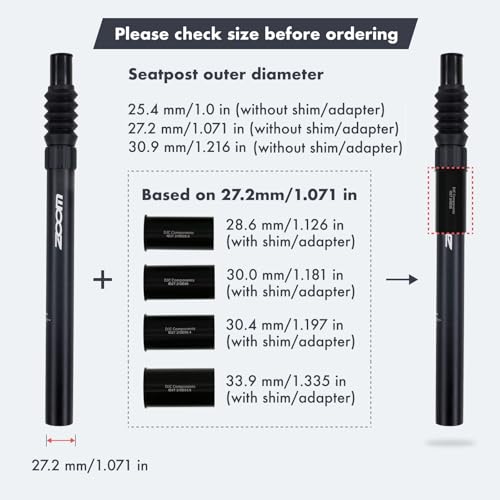 DJC Black 25.4mm Suspension Bike Seatpost Shock Absorbing with Rebound Adjustment