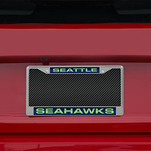 Seattle Seahawks NFL 12" x 6" Laser Cut Chrome Car Frame