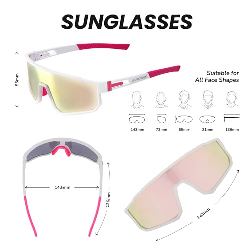 Polarized Running Sunglasses For Men Women, UV400 with Adjustble Nose