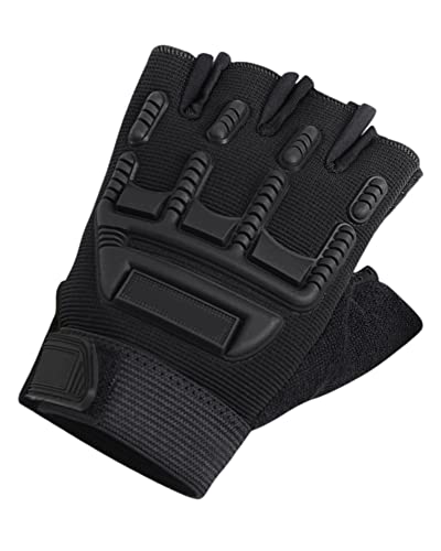 Kids Half Finger Sports Gloves - Black Thick, Non-Slip Gel Grip