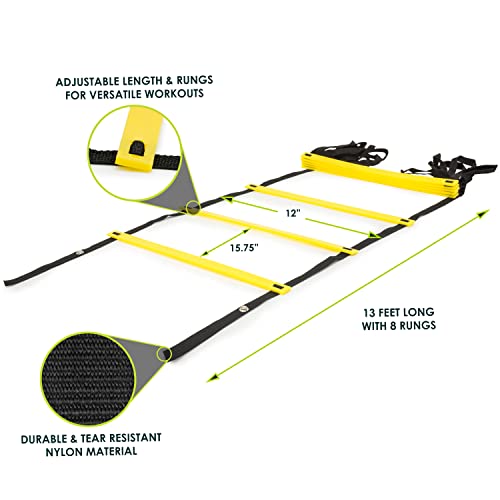 Speed Agility Ladder - 8 Rung for Training & Workouts with Carry Bag