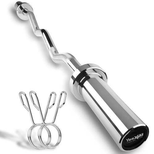 Yes4All Olympic Curl Bar 2" - 300LB Solid Stainless Steel EZ Bar for Strength Training