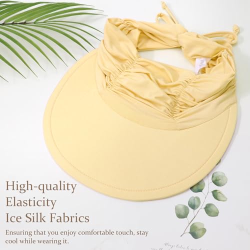 Women Adjustable Foldable Visor Sun Hat - Yellow