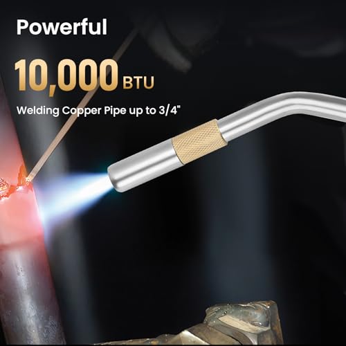 Propane Torch Head, Map Gas Torch with Igniter and Flame Adjustable, Hand Blow Torch with Fuel by Propane MAPP MAP PRO Gas, for Plumbing Soldering Lighting Campfires and Grills (CSA Certified)