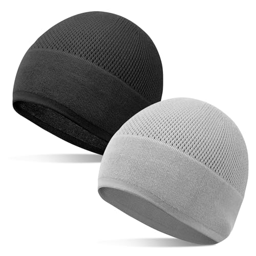 Bamboo Skull Cap Beanie Hat – Sweat-Wicking Sleep Cap, 2 Pack (One Size, Black/Grey) – BIAOTN