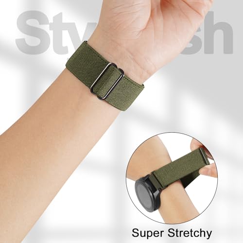 Nylon Sport Elastic Watch Bands 20mm for Garmin Vivoactive 3 5 6 55 570-42mm - Black, Grey, Army 3 Pack
