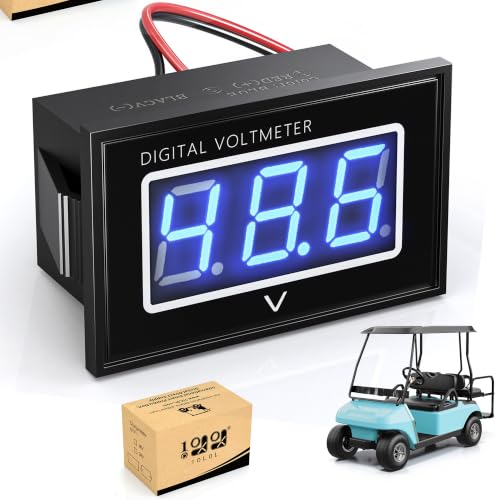 10L0L Waterproof Blue Digital LED Golf Cart Battery Voltage Meter - 10L0L