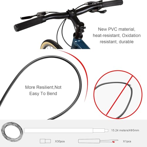 Mamakoi 50ft Black Bicycle Brake Cable Housing Kit for Mountain & Road Bikes