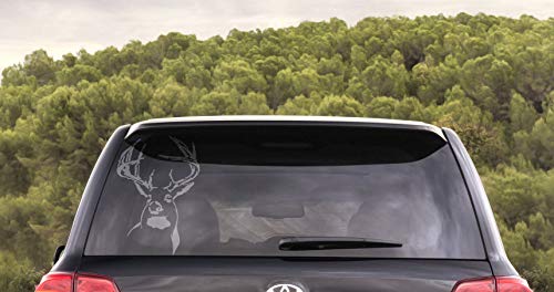 Whitetail Deer Car Sticker - Vinyl Decal 5.5" x 6.5" White