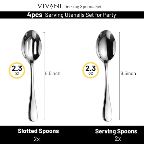 4-Piece Serving Spoon Set - 8.5-Inch Solid & Slotted Spoons