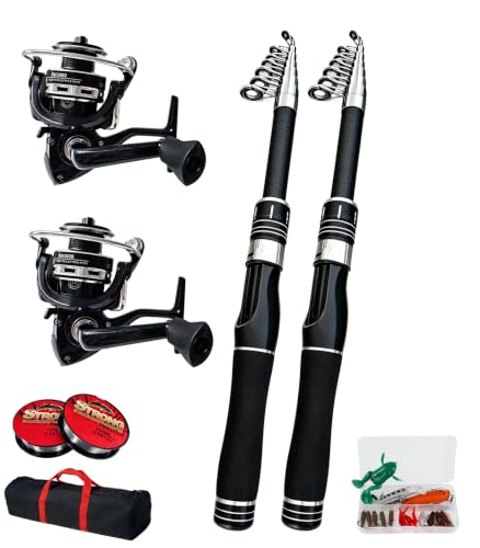 VehiChef 6.9ft Telescopic Fishing Rod & Reels Combo with 2 Silver Reels for Beginners