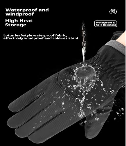 Waterproof Sherpa-Lined Ski Gloves for Men & Women - Black