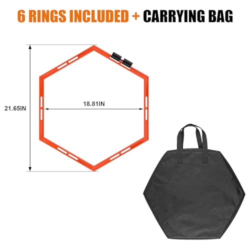 Hexagon Agility Rings Set - 6 Portable Speed Training Rings