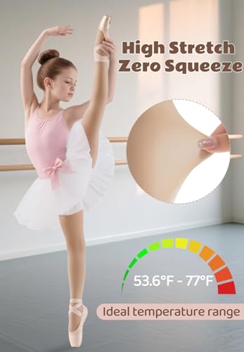 Girls Ballet Tights - Ultra Soft Footed Tights for 9-14 Years - Nude