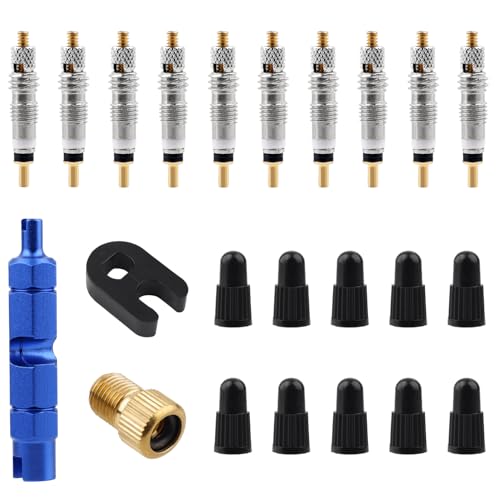 Presta Valve Core Repair Kit - 10 Valve Cores & Tools