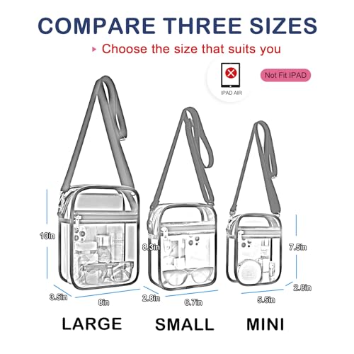 Clear Purse for Stadium Events - Mini Transparent Messenger Bag - White