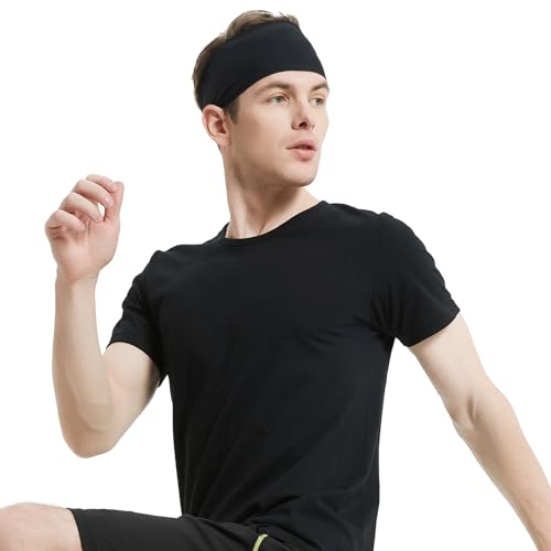 Men's Stretchy Sweat-Wicking Headband - 4 Pack Black