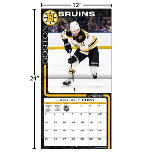 Boston Bruins 2026 Wall Calendar - 12x12 Monthly Schedule