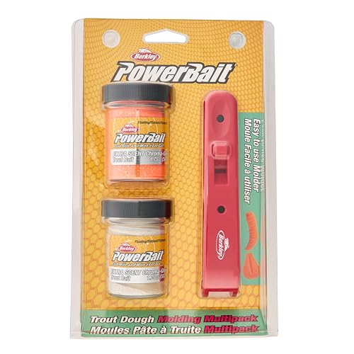 Berkley PowerBait Trout Dough Bait Multipack with Molder - Glow Red Fleck & Orange Glitter