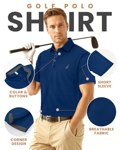 Moisture Wicking Men's Golf Polo Shirt - Royal Blue, Medium