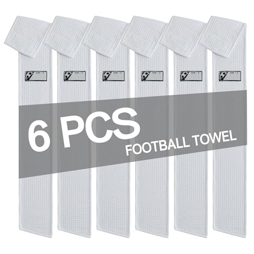 Microfiber Football Towels - 6 Pcs White with Hook & Loop