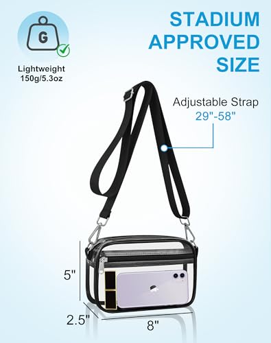 Clear Stadium Approved Purse - Crossbody Bag with Adjustable Strap