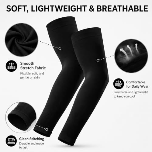 Cooling UV Protection Arm Sleeves - 8 Pairs White, Black, Dark Gray, Light Gray