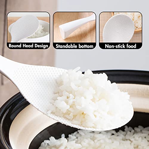 Rice Paddle Set - 2 Pcs White Plastic Non-Stick Standing Spoon