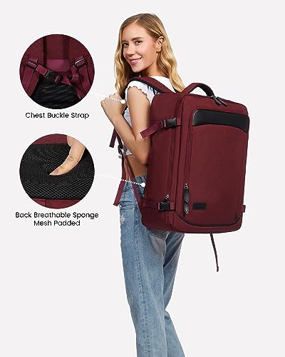 LOVEVOOK Red XL Expandable Carry-On Backpack with 4 Packing Cubes & Water Resistance