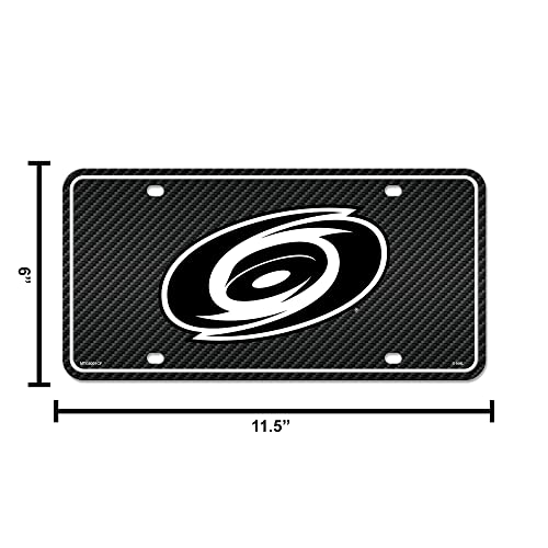 NHL Hockey Carbon Fiber Auto Tag - Carolina Hurricanes 6" x 12"
