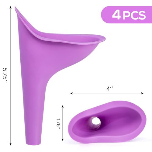 Portable Female Urination Device - 4PCS Silicone Pee Funnel Set - Purple