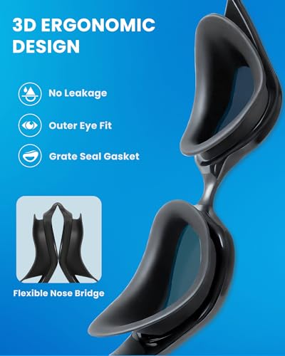 Freela Polarized Swim Goggles UV400 Anti-Fog Clear View Unisex 2-Pack Blue & Green
