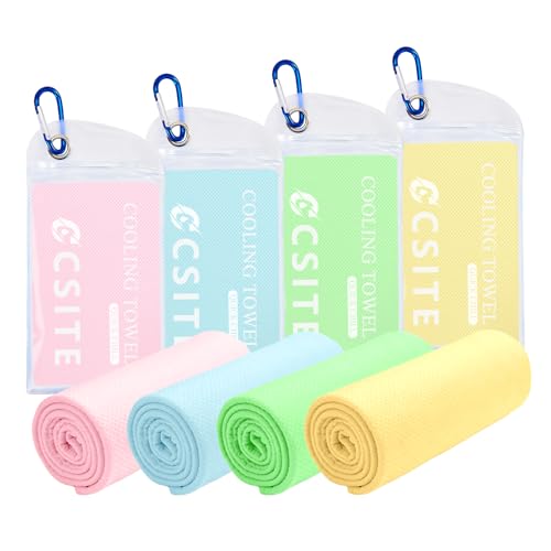 Cooling Towels 4 Pack - Microfiber Ice Towels for Hot Weather - Macaron Colors
