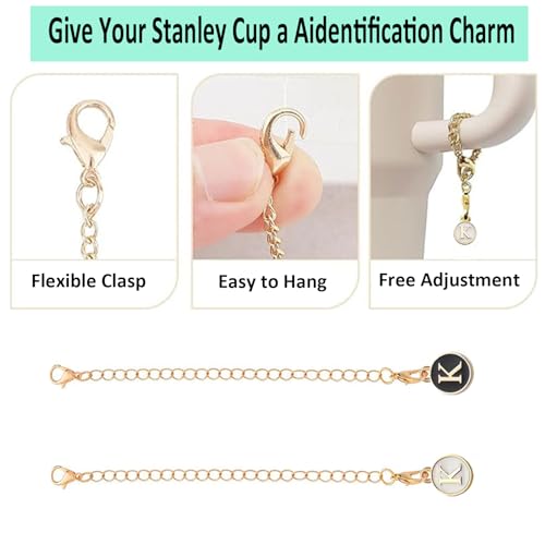 Straw Cover Caps with Personalized Initial Charms - Letter K