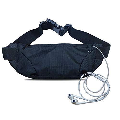 Waterproof Running Belt Bag - Large Waist Pack for Phones - Black