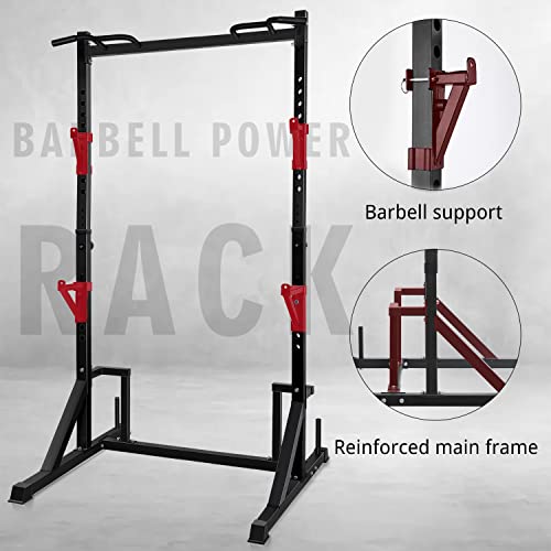 Power Rack with Pull-Up Bar - Heavy Capacity Adjustable Squat Stand - Black