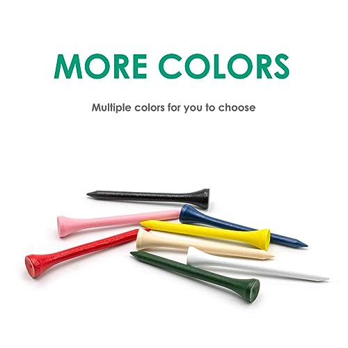 Natural Wood Golf Tees Pack - Mixed Color 3-1/4 Inch, 100 Count
