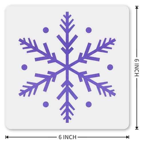 MAGJUCHE Snowflake Stencil 6 Inches, Reusable Large Stencil for Wall Painting DIY Crafts Decor