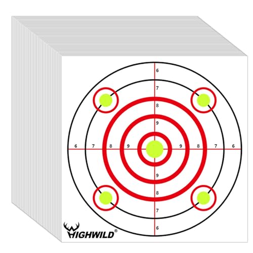 Bullseye Shooting Paper Targets - 11" x 11", 50 Pack for Airsoft & Air Rifles