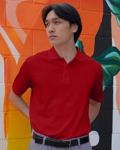 Men's Polyester Mesh Polo Shirt with Team Icon Graphic