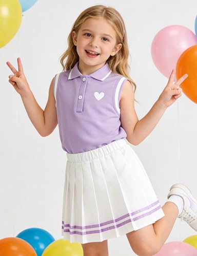 Girls' Sporty Tennis Skirt Set with Inner Shorts - Sizes 3-8